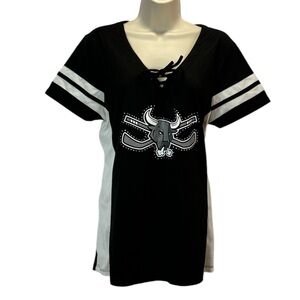 ’47 Official Site San Antonio Rampage Women's Lace-Up V-Neck Shirt Size L
